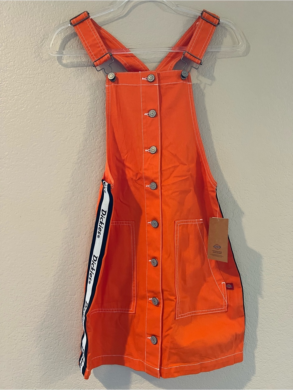 Dickies Orange Button-Front Overall Dress